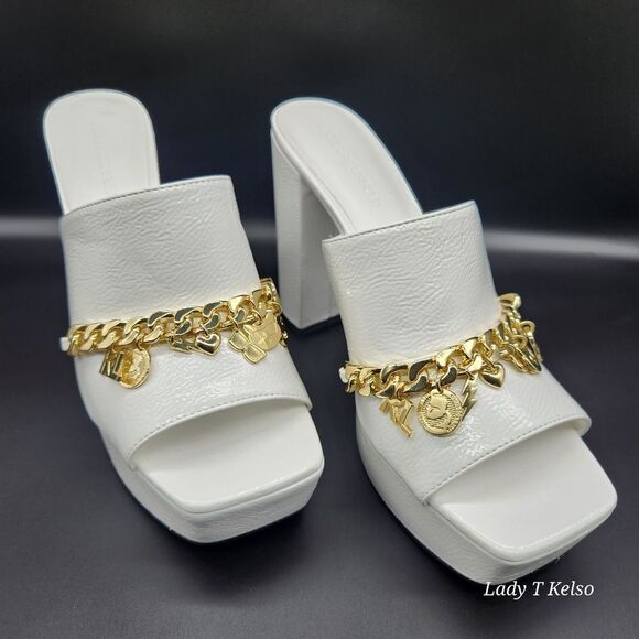 Karl Lagerfeld Haisley Patent Leather Slip-On Gold Charms. NWOT (Floor Sample) - Picture 8 of 12